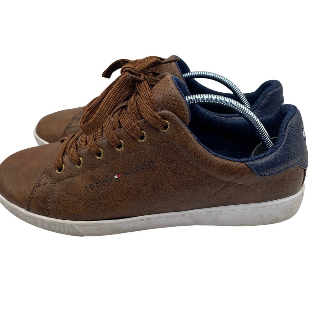 Tommy Hilfiger TMTYONE-C Mens Brown Faux Leather Casual Sneakers Size 8